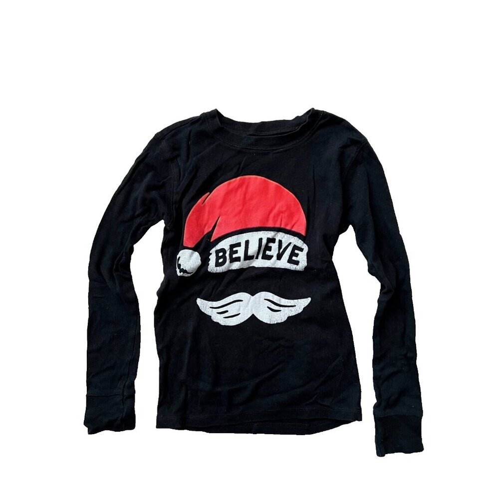 Old Navy Kids Unisex Christmas Believe Santa Hat Mustache Top ( L ) Sz 10